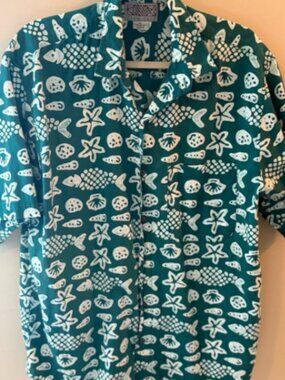 Back East vintage Short Sleeve Button up Shirt Large Hawaiian Tropical size XL